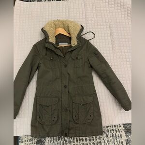 Marc New York Khaki Hooded Jacket with Faux Fur Lining